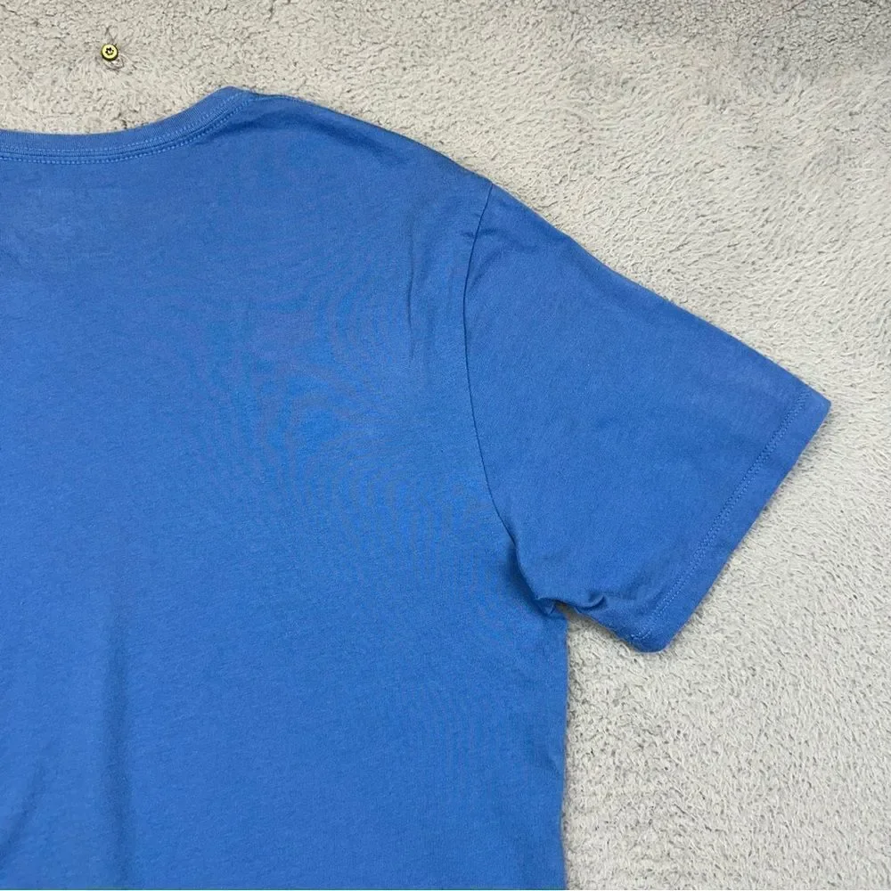 True Religion Shirt Mens Large Blue Box Budha CRW NK Front Logo Rock‎ Hipster